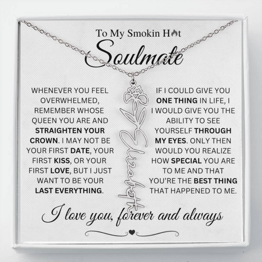 Customized Birth Flower Name Necklace | To My Smokin Hot Soulmate